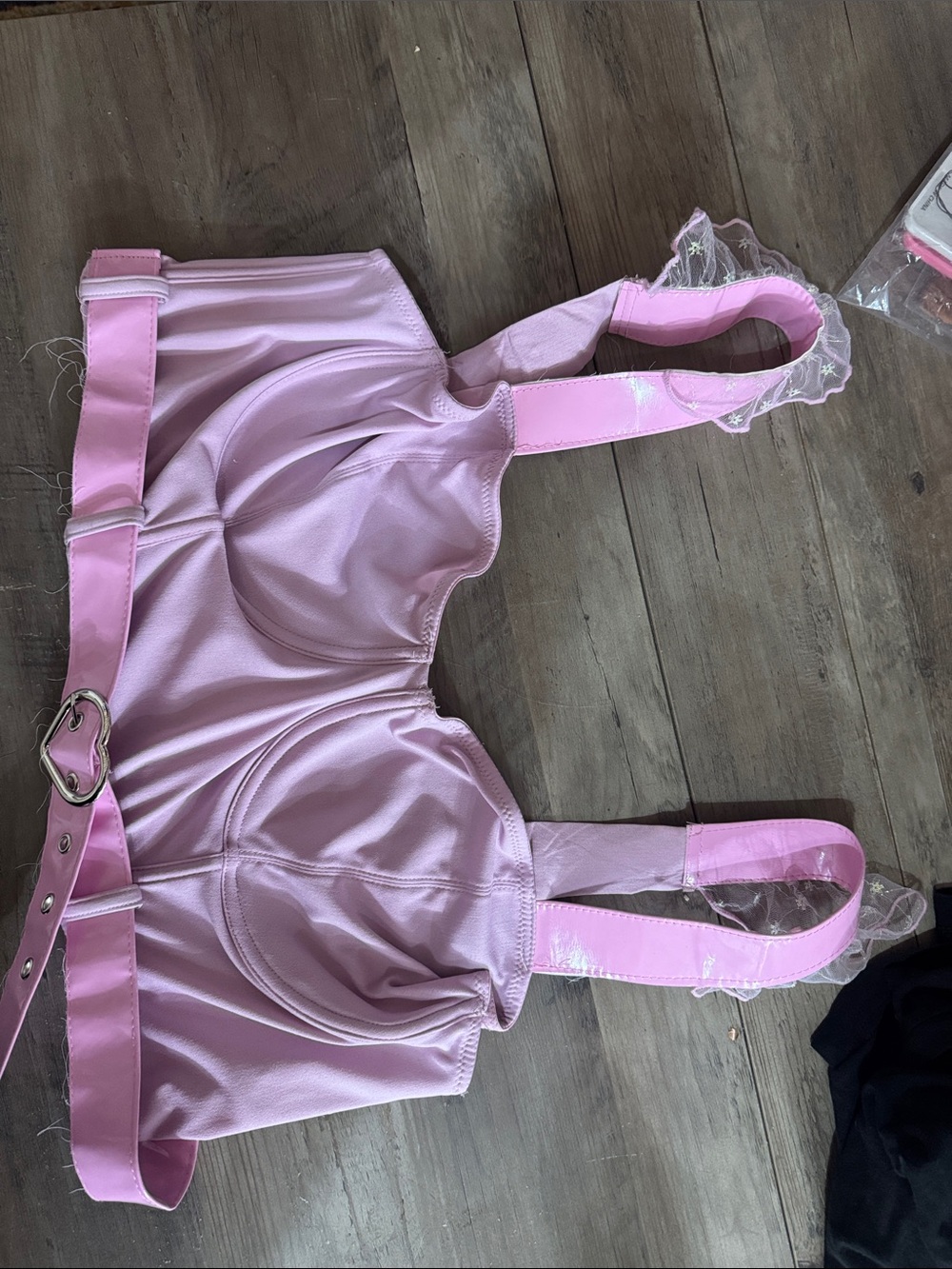 Dolls Kill Pastel Pink Satin Structured Crop Bralette
